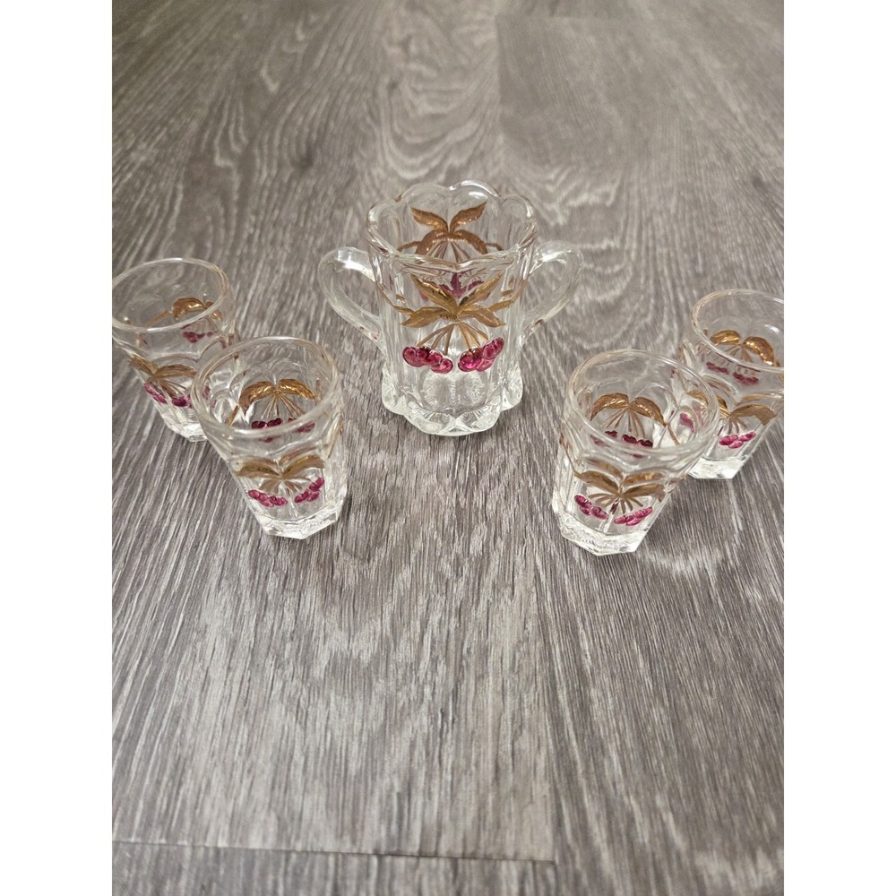Mosser Northwood Cherry & Cable Thumbprint Miniature Set Of 5 Piece Lot